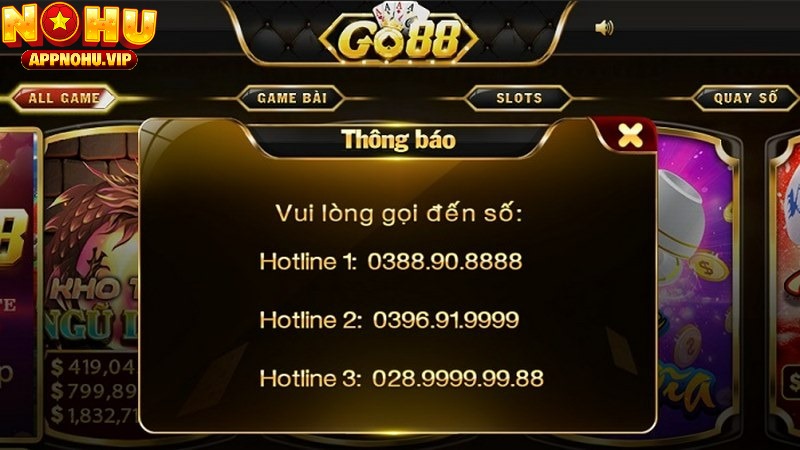Cược thủ có thể liên hệ GO88 bằng cách gọi điện thoại