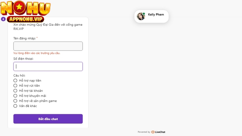 Đặt vấn đề cho đội ngũ trong mục livechat