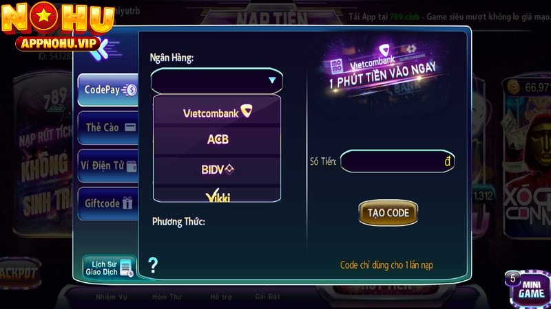 Nạp tiền 789Club mang tới sự tiện lợi với đa dạng hình thức