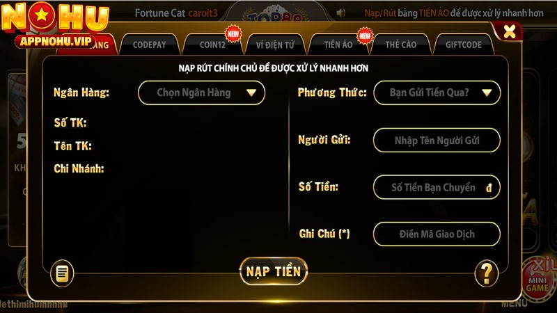Nạp tiền Top88 bước đầu tiên để anh em muốn trải nghiệm cá cược