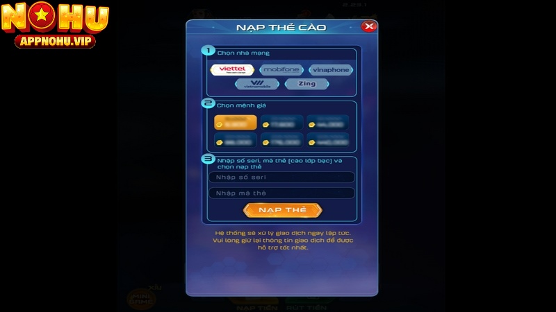 Phải kiểm tra kỹ thông tin thẻ cào cung cấp cho trang web