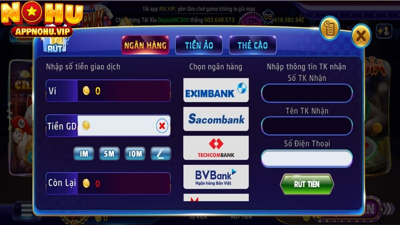 Rút tiền Rikvip thao tác mà người chơi thường xuyên thực hiện