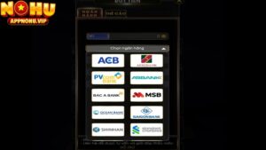 Chọn ngân hàng muốn thực hiện rút tiền TIPCLUB