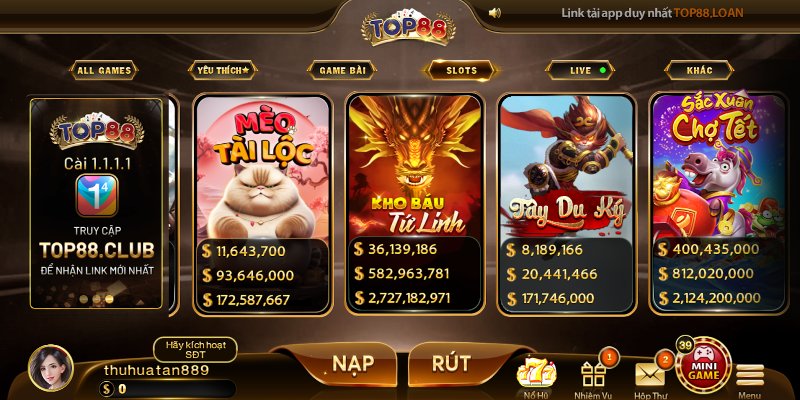 Nổ hũ - game slots Top88 đa dạng chủ đề hấp dẫn